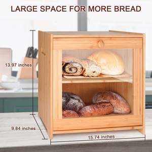 Kotak Roti Bambu Purbambo untuk Meja Dapur, Wadah Penyimpanan Roti 2 Lapis dengan Jendela Transparan dan Rak yang Dapat Dilepas - Product Image 6