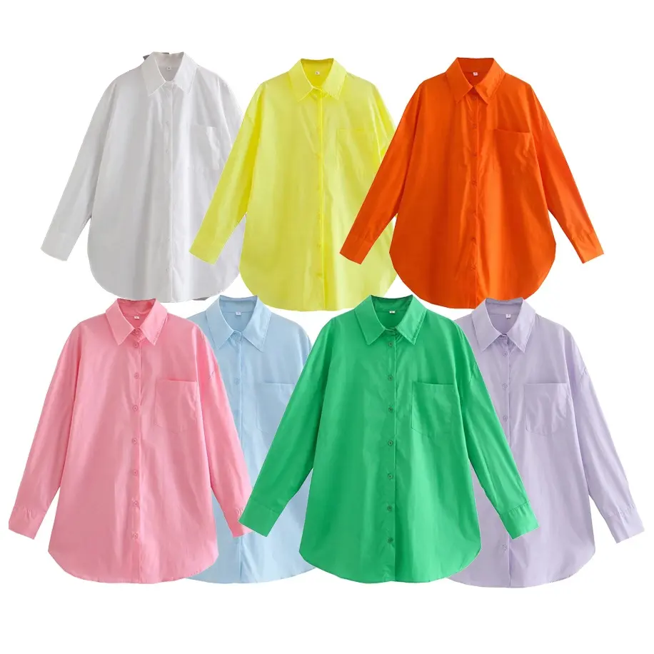 100% Cotton 2022 Vintage elegant ladies shirt blouses and tops office formal white long sleeve women's blouses