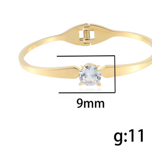 Diamond Bracelet Round Brilliant Cut Synthetic Lab Grown Stone Women's Everyday Wear Stainless Steel <b>Bangle</b> 13019 - Product Image 3