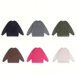 เสื้อฮู้ดดี้ผู้ชายสไตล์วินเทจทรงโอเวอร์ไซส์ ปักลาย ระบายอากาศได้ดี เป็นมิตรกับสิ่งแวดล้อม คอกลม หนัก 360 กรัม ซักย้อมสีแบบแอซิดวอช สำหรับฤดูใบไม้ร่วง - Product Image 1