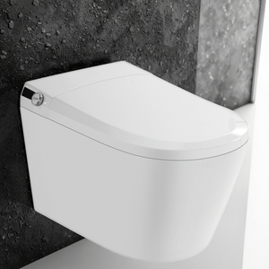 Toilette intelligente moderne en céramique blanche suspendue au mur placard à <span class=keywords><strong>eau</strong></span> intelligent télécommande P-Trap Siphon Flush pour salles de bains de luxe - Product Image 1
