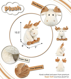 Funkelnde braune Hörner Elch Kuscheltier Spielzeit Sitzen Plüsch Wildlife Cuddle Doll Geschenke für Weihnachten White Plüsch Elch Spielzeug - Product Image 2