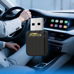 อะแดปเตอร์ CarPlay Android Auto แบบพกพาขนาดเล็กสีดำ รุ่นใหม่ พอร์ต USB 2 in 1 อัปเกรด CarPlay แบบใช้สาย OEM - Product Image 1