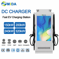 Chargeur rapide DC pour véhicules électriques de 180 kW, 200 kW, 240 kW avec écran 55 pouces, CCS2, GBT, OCPP pour les zones de services autoroutiers et les dépôts de flottes