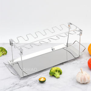 حامل شواء من الفولاذ المقاوم للصدأ للتدخين والشوي بـ 14 فتحة لحمل أرجل وأجنحة الدجاج - Product Image 4