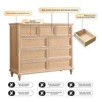 Commode à 9 tiroirs en pin massif de style campagnard américain, miroir, design luxueux, taille personnalisable, multi-usages, chambre à coucher, salon