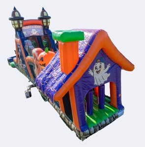Castillo Inflable con Tobogán para Niños con Temática de Halloween - Castillo Hinchable con Decoración de Fantasma, Gato y Calabaza - Product Image 2