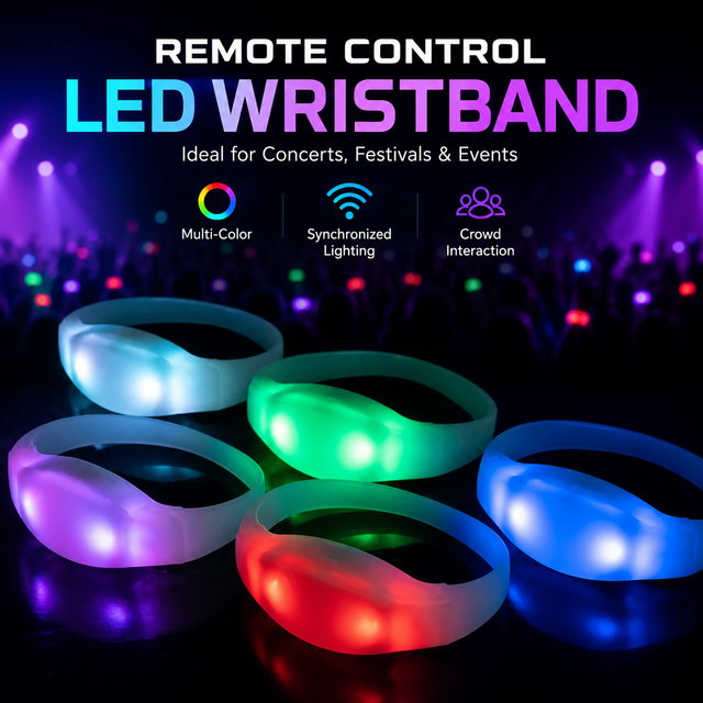 Longstargift Programmable Light System Festival Performance Visual Experience Remote Control RF LED RGB Glow Bracelet Wristband
