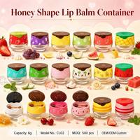 ISMAN Lege Fruit Watermeloen Appel Lipbalsem Verpakking Schattige Lip Scrub Verpakkingen Honingcrème Potjes Met Lepelborstel 6g