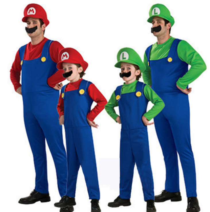 Fantasia de dia das bruxas ufopresente, divertidas para crianças, meninos e meninas, cosplay, macacão, super mario e luigi