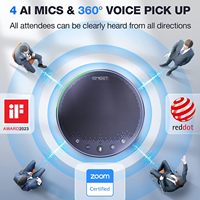 Haut-parleur et microphone de conférence EMEET M3, haut-parleur certifié Zoom avec 4 micros IA 360° °   Prise de son vocale
