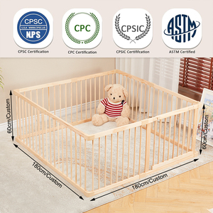लकड़ी के बच्चे के खेल बाड़ के साथ बच्चों और बच्चों के लिए सुरक्षा गेट के साथ बड़े समायोज्य बेबी प्लेपेन - Product Image 2