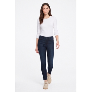 Jeans de Mezclilla de Pierna Recta, Lavado Oscuro, Cintura Media, Corte Ajustado, Largos, Estilo Vintage, Casuales para Mujer, 100% Algodón Tejido - Product Image 4