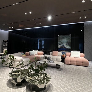 Sofá Modular Combinable <span class=keywords><strong>Mica</strong></span> Chameleon Chenille, Estilo Italiano de Lujo, Cuero Genuino, Espuma de Alta Densidad, Alta Gama - Product Image 5