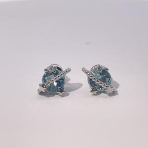 Boucles d'oreilles clous étoile en zircon bleu mer plaqué or imitation perle classique élégante et mignonne pour femmes Tianyu Gems - Product Image 2