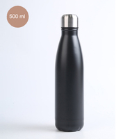 Bouteille d'eau sport isolée à double paroi en acier inoxydable 304 de 500 ml, forme cola, noire, pour extérieur, gym, cyclisme, gobelet de voyage