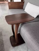 Table basse multifonctionnelle moderne en noyer noir massif, mobile, avec structure en bois stable pour salon