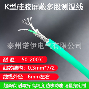 Cable de compensación para termopar tipo K Tznuoyi, aislado con silicona, blindado, multihilo, verde, 24 AWG, para electrónica - Product Image 4