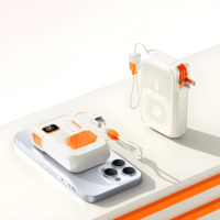 Batterie externe 20000mAh, charge rapide 22.5W, chargeur sans fil magnétique 15W avec prise AC pliable, support de câble intégré
