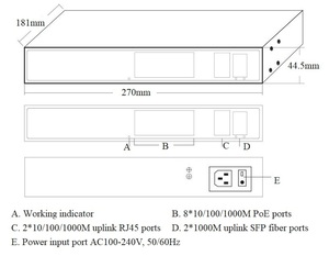 Switch Gigabit 8 ports PoE avec 2 ports Uplink RJ45 et SFP 250W - Product Image 4