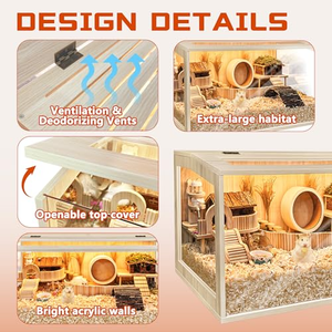 Sang trọng 24 inch rắn được xây dựng có thể mở ra Top <span class=keywords><strong>hamster</strong></span> lồng chewproof gỗ guinea lợn và chuột rat môi trường sống với tấm Acrylic - Product Image 5
