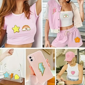 Applique collante brodée multicolore pour vêtements étoile foudre arc-en-ciel fleur coeur adhésif Chenille <span class=keywords><strong>patch</strong></span> stock - Product Image 6