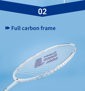 Raquette de badminton Emei modèle blanc en fibre de carbone 4U - Product Image 5