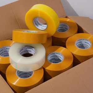 Ruban adhésif transparent jaune 45 mm 25 microns film BOPP haute viscosité pour la fermeture de boîtes et la sécurisation des marchandises - Product Image 2