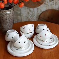 Ensemble de tasses en céramique et porcelaine nordiques modernes, mignonnes et écologiques, réutilisables, avec soucoupe et anse, compatibles micro-ondes et lave-vaisselle