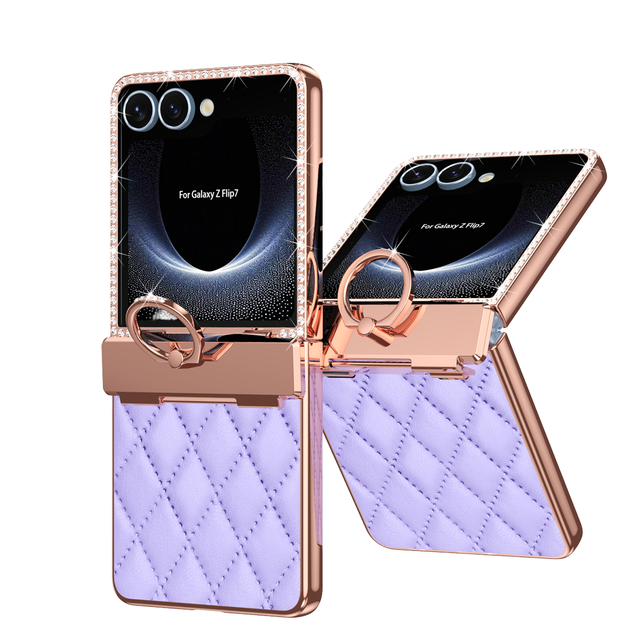 Hot Product Wholesale Electroplated Skin Feel Flip Cover for Samsung Flip 3 6 5 Anti-drop case Foldable Finger Ring