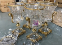 Juya — Vase de fleurs rond en métal et laiton, style américain, luxueux, pour décorer la maison, le bureau, couleur or ou cristal