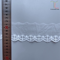 Croix liturgique brodée de couleur blanche en dentelle maillée pour vêtement ecclésiastique