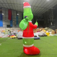 Décoration de fête de Noël gonflable personnalisée en gros, Grinch, avec ventilateur et lumières LED