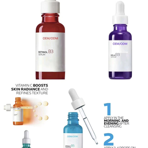 Personnalisé 30ML Anti-âge Blanchissant Visage pour Vitamine B3 Acide Hyaluronique <span class=keywords><strong>B5</strong></span> C12 Aloe Vera Vitamine C Sérum de Soin de la Peau - Product Image 1