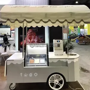 मोबाइल भोजन कियोस्क मिनी खाद्य ट्रेलर कॉफी कार गर्म बिक्री आइस क्रीम धक्का गाड़ी