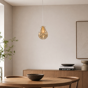 <b>Decorative</b> Glass Suspension Lamp Waterdrop Amber Shade Brass Pendant <b>Light</b> For Hotel Room - Product Image 1