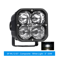 Fari LED da 20W per Fuoristrada, Cubo da 3 Pollici, Bianco Giallo Ambra, IP67, 9-36V DC 12V 24V, per Camion 4x4 ATV UTV, Fendinebbia e Faro di Guida