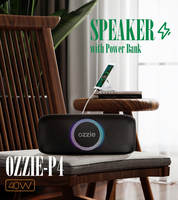 Enceinte Bluetooth portable étanche IPX4 avec haut-parleurs 40W, prise en charge TWS Stéréo, TF, USB, AUX, appels mains libres et LED pour extérieur, maison et fêtes