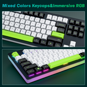 Tùy Chỉnh Không Dây Tri-Chế Độ Có Thể Sạc Lại RGB Backlit 87 Phím Hot-Trao Đổi Siêu Mỏng Chơi Game Màu Đen Bàn Phím Cơ Khí - Product Image 4