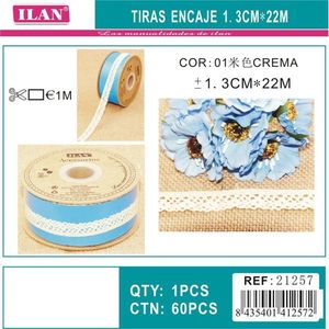 Strisce di pizzo Iln 1,3 cm x 22 m colore crema per artigianato e decorazioni - Product Image 3