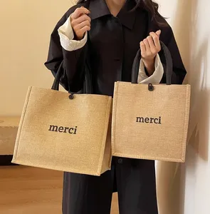Atacado Promoção Custom Eco friendly Reutilizável com logotipo Algodão Embalagem Gift Shopping Burlap juta sacos para as mulheres