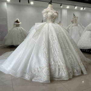 Jancember XS052 Robes de mariée de grande taille à épaules dénudées avec perles lourdes - Product Image 4