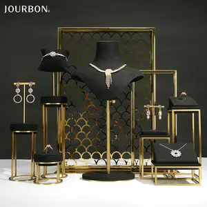 Jourbon Microfiber Jewelry Display Stand Velvet Jewelry Display Stands for Show Jewelry Display Neck Stands Set