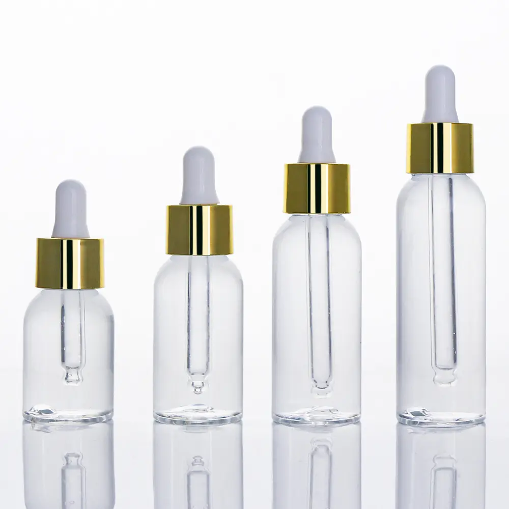 PETG Plastic Skin Care Packaging Bottle 30ml 60ml 100ml 1 oz Plastic Essential Oil Serum Dropper Bottle