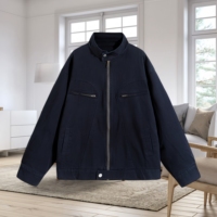 Veste décontractée rétro pour homme, coupe ample, couleur unie, style baseball, pour l'extérieur, le cyclisme, col montant, coupe-vent, grande taille