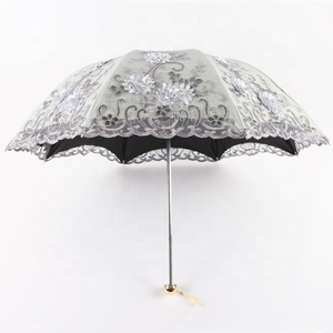 LOTUS Dentelle 3D Fleur Broderie <span class=keywords><strong>UV</strong></span> <span class=keywords><strong>50</strong></span> <span class=keywords><strong>Parasol</strong></span> de Mariage Tissu Parapluie Miel Designer Vintage avec Revêtement Noir Fer Europe - Product Image 4