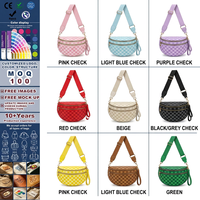 Sac banane personnalisé en polyester à carreaux avec fermeture éclair, bandoulière large réglable, sac de taille croisé pour femme, idéal pour les voyages et l'usage quotidien