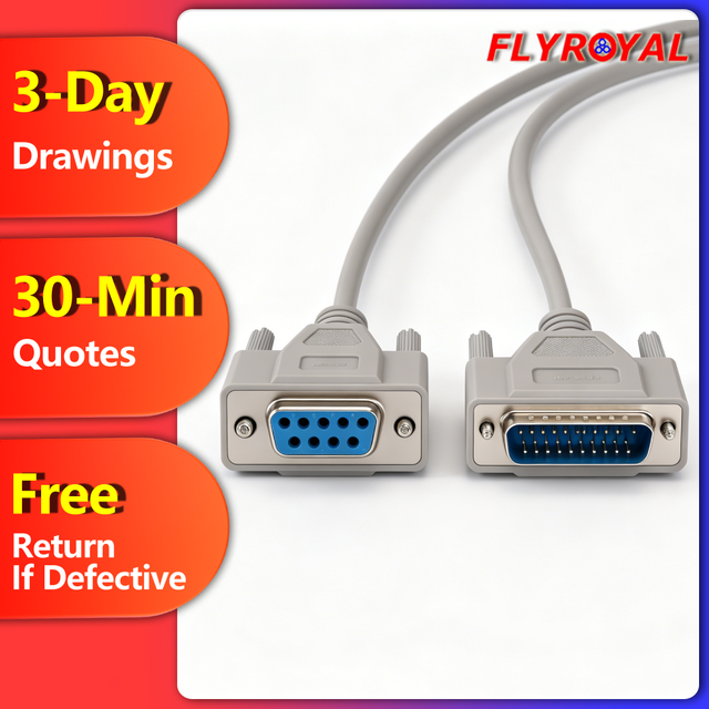 DB9 Female to DB25 Male Serial Printer Cable D-SUB Adapter Wire Harness Assembly for POS Industrial