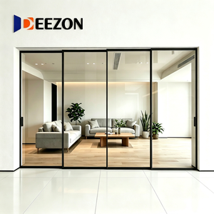 โรงงานประตู DEEZON CE แบบไร้ราง อลูมิเนียมบางเฉียบ กระจกนิรภัยเดี่ยวหนา 8 มม. ประตูบานเลื่อนกระจกภายในแบบรางซ่อน - Product Image 1