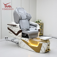 Fauteuil de pédicure spa de luxe à motif marbre, électrique et inclinable, avec fonction massage et Thera Mist pour salon de manucure